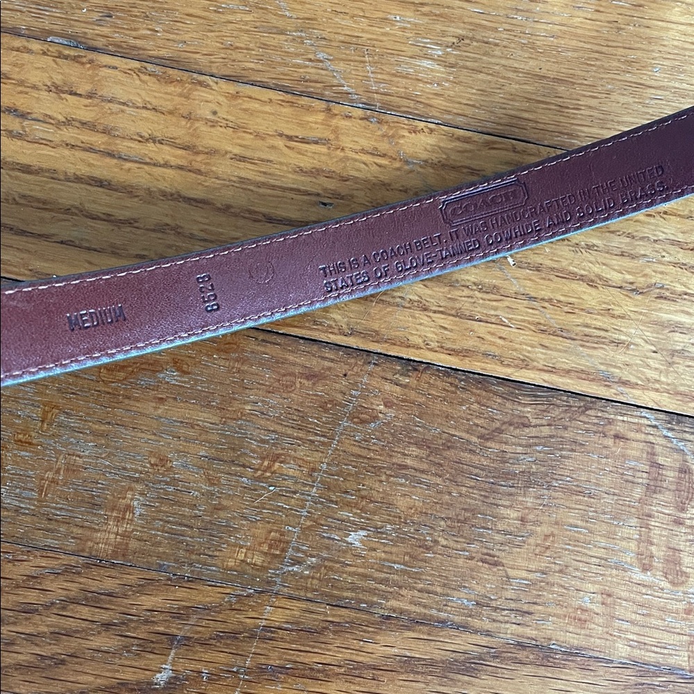 Coach Olive Green Genuine Leather Brass Belt 37.5” Medium with Tag - Picture 3 of 4